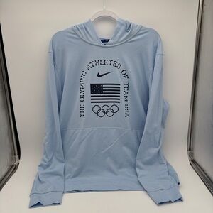NWT Mens Size L Celestine Blue Nike USA Restore DriFit Yoga Lightweight Hoodie